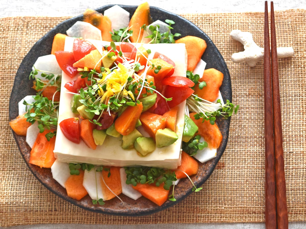 野菜と豆腐と果物で ボリュームたっぷりパワーサラダ 毎日の野菜 フルーツレシピ All About
