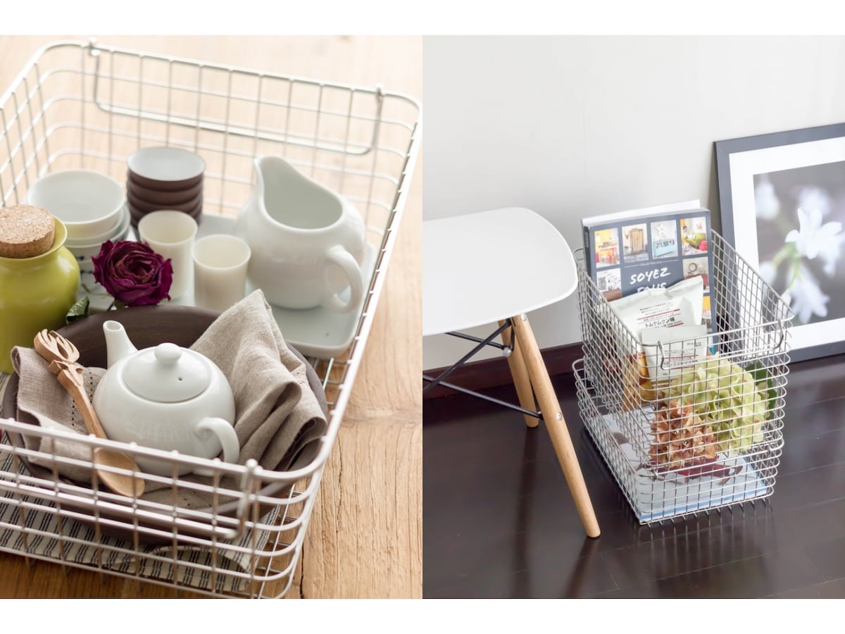 無印良品 ステンレスワイヤーバスケット ラタン 藤 バスケット カゴ
