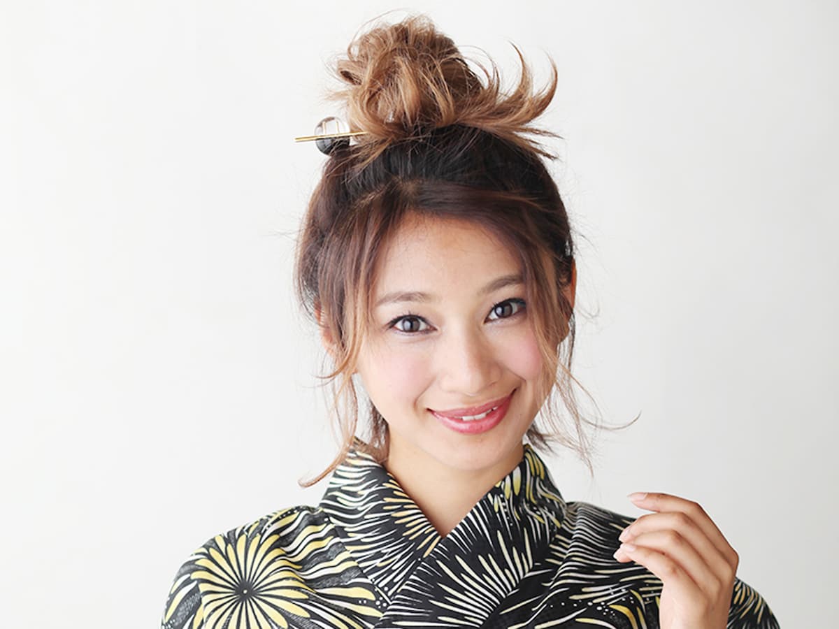 ミディアム浴衣驚くほど簡単なお団子風ヘアアレンジ 浴衣ヘアアレンジ