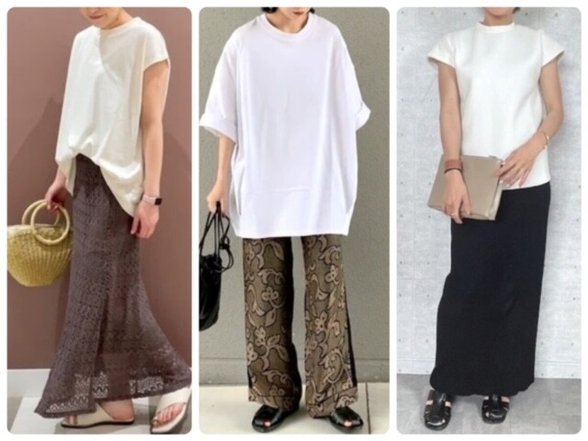 体型のお悩み別 大人の女性のきれい見えする 白tシャツ コーデ レディースファッション All About