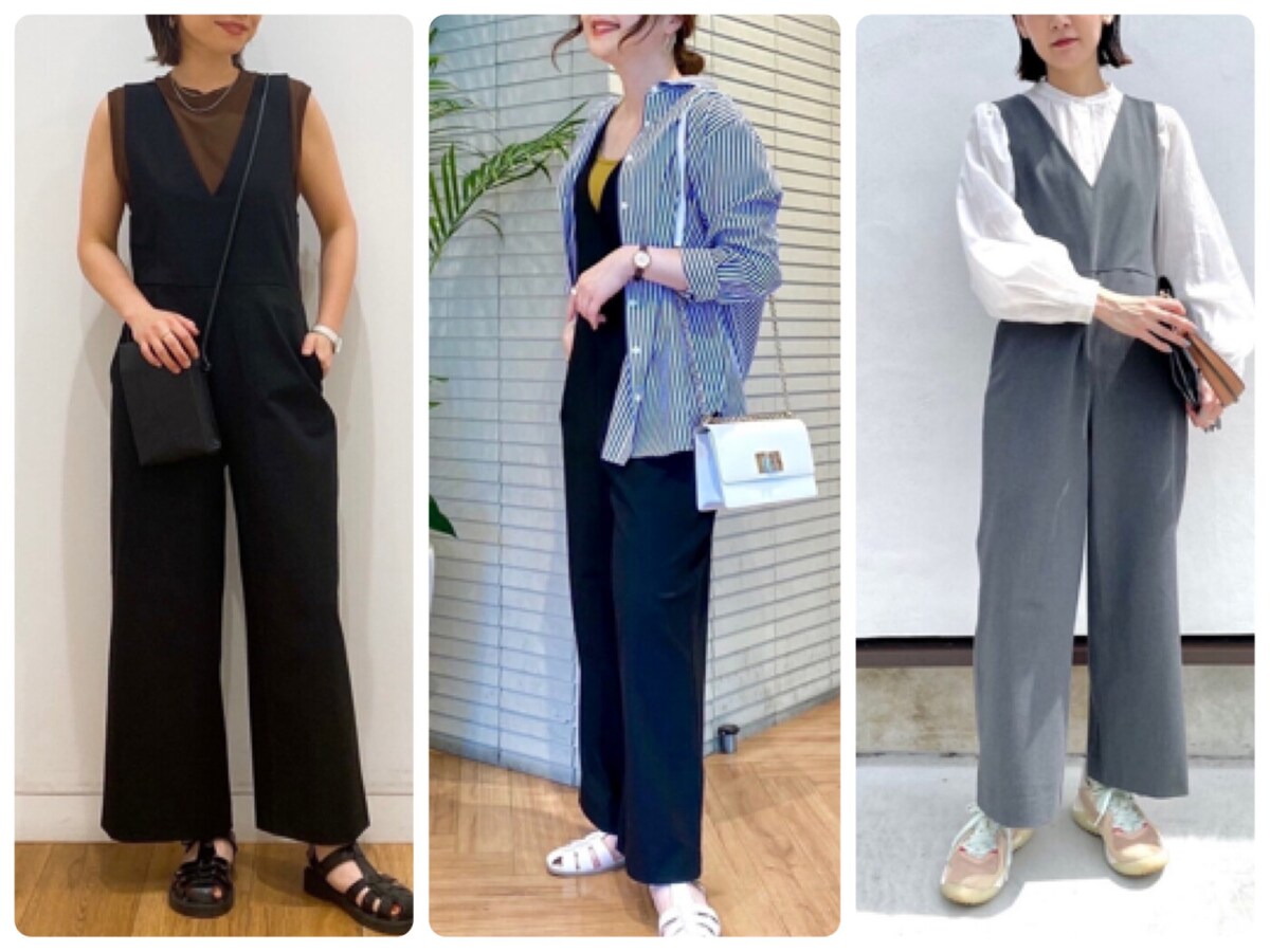 話題のユニクロ4990円「Vネックサロペット」、40代女性はこう着こなす