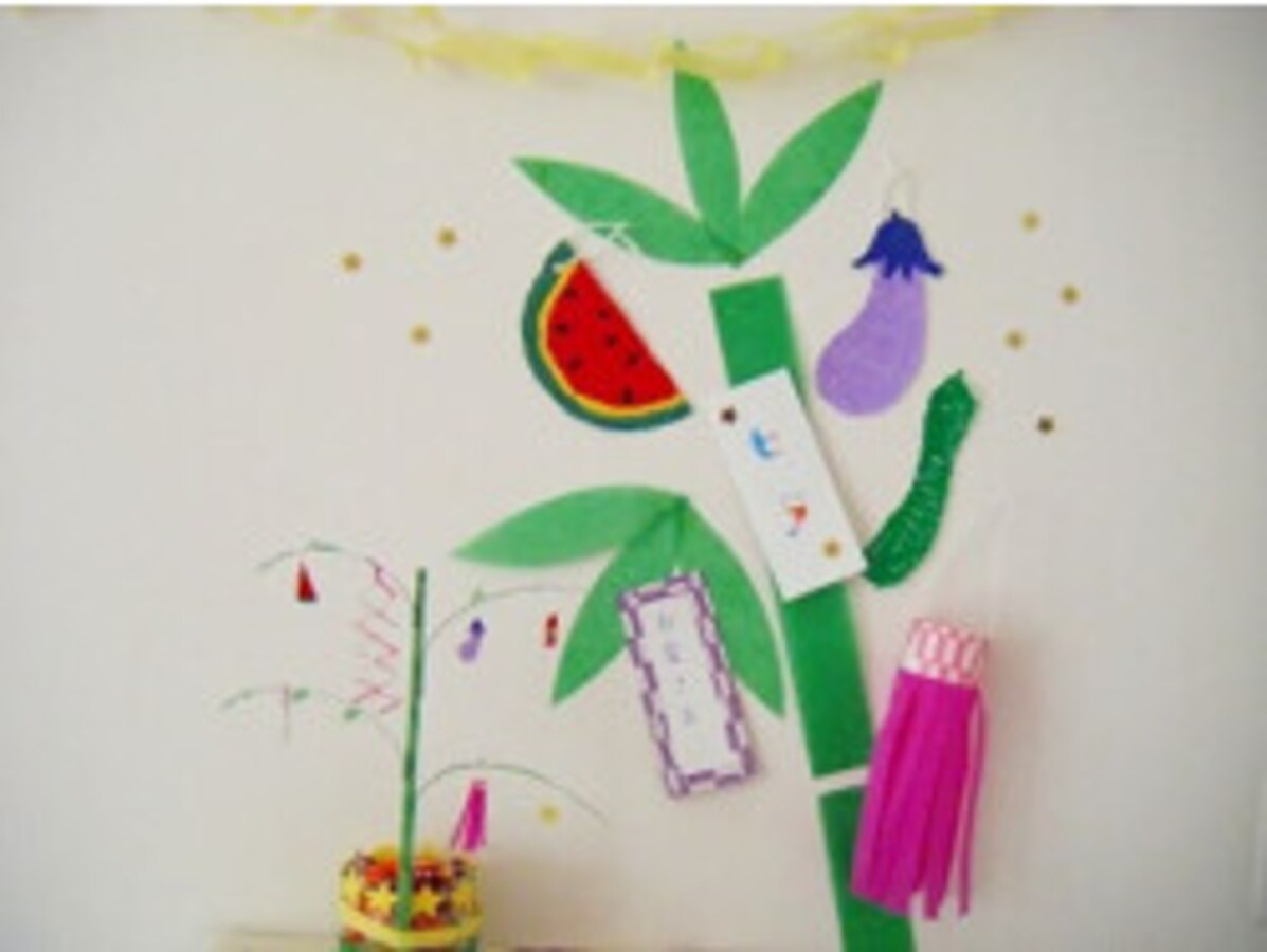 七夕　笹飾り　切り絵 七夕 笹 壁面飾り 切り絵 ふわぽん 通販 13916166｜Creema(クリーマ)