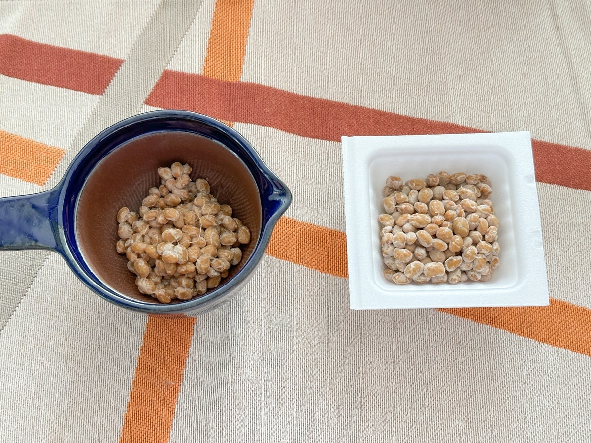 納豆鉢と納豆の容器で比較