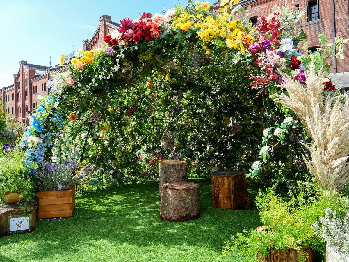フラワードーム……お花に囲まれた幻想的なドームのに入るとキラキラ輝く