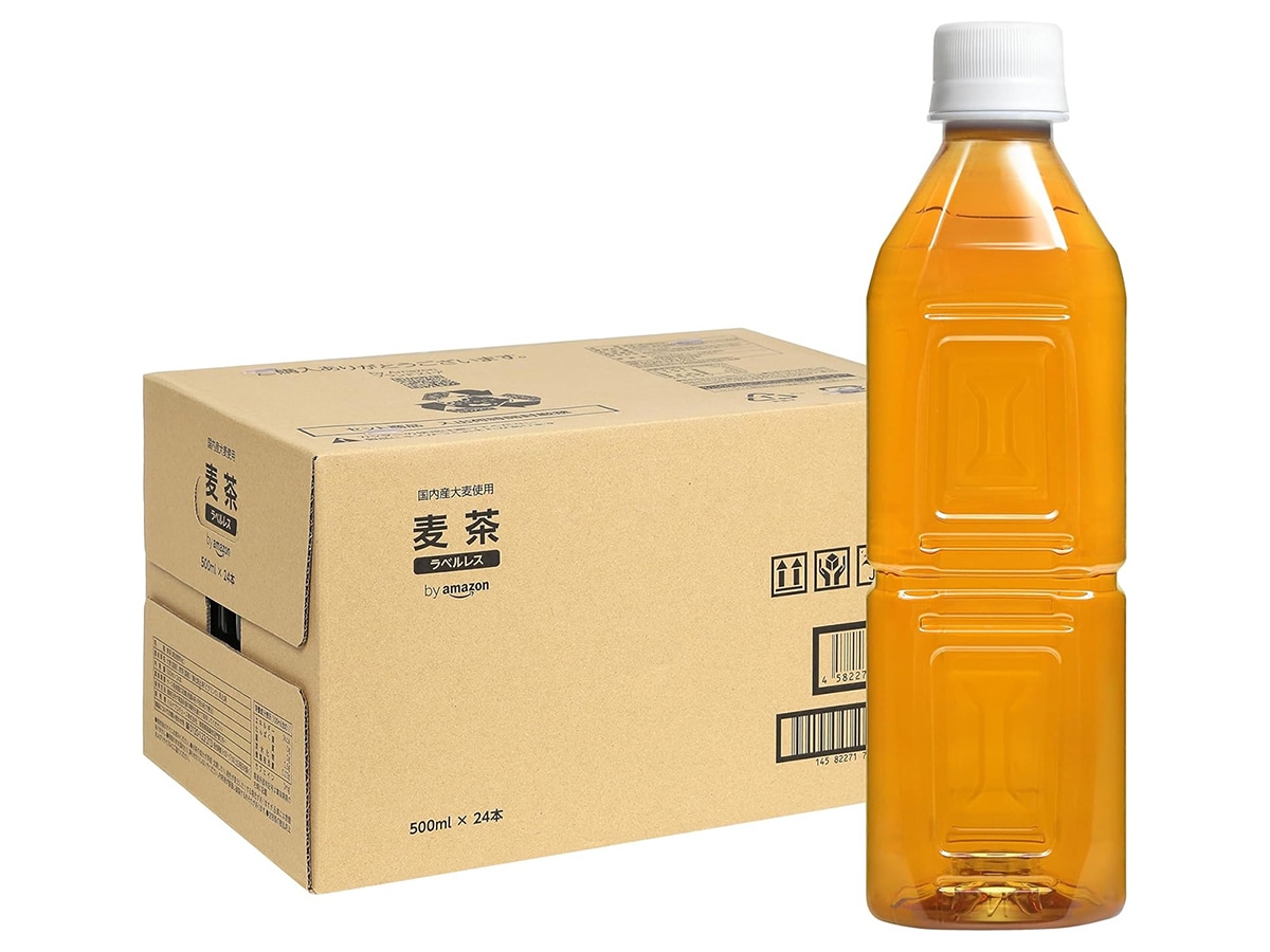 by Amazon「麦茶 ラベルレス 500ml×24本」(画像出典:Amazon)