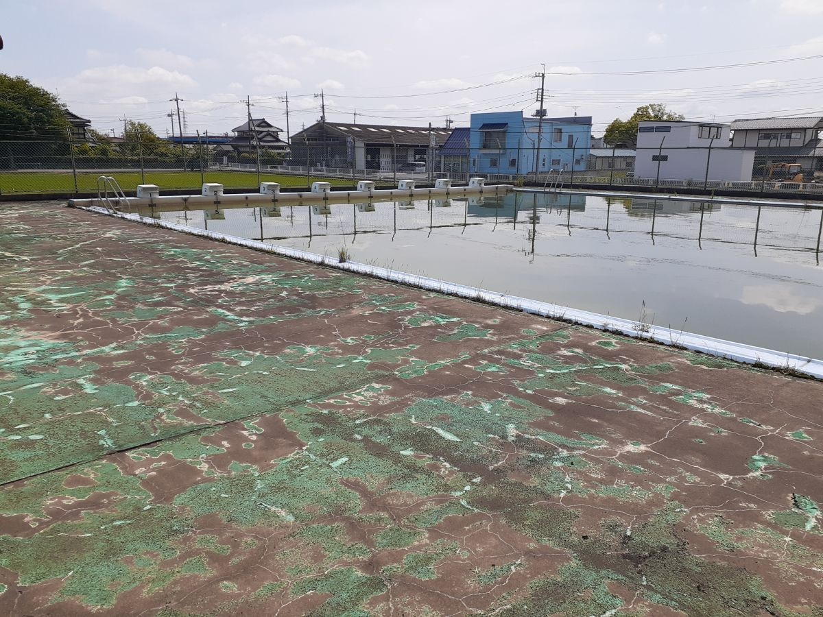 老朽化した学校のプール