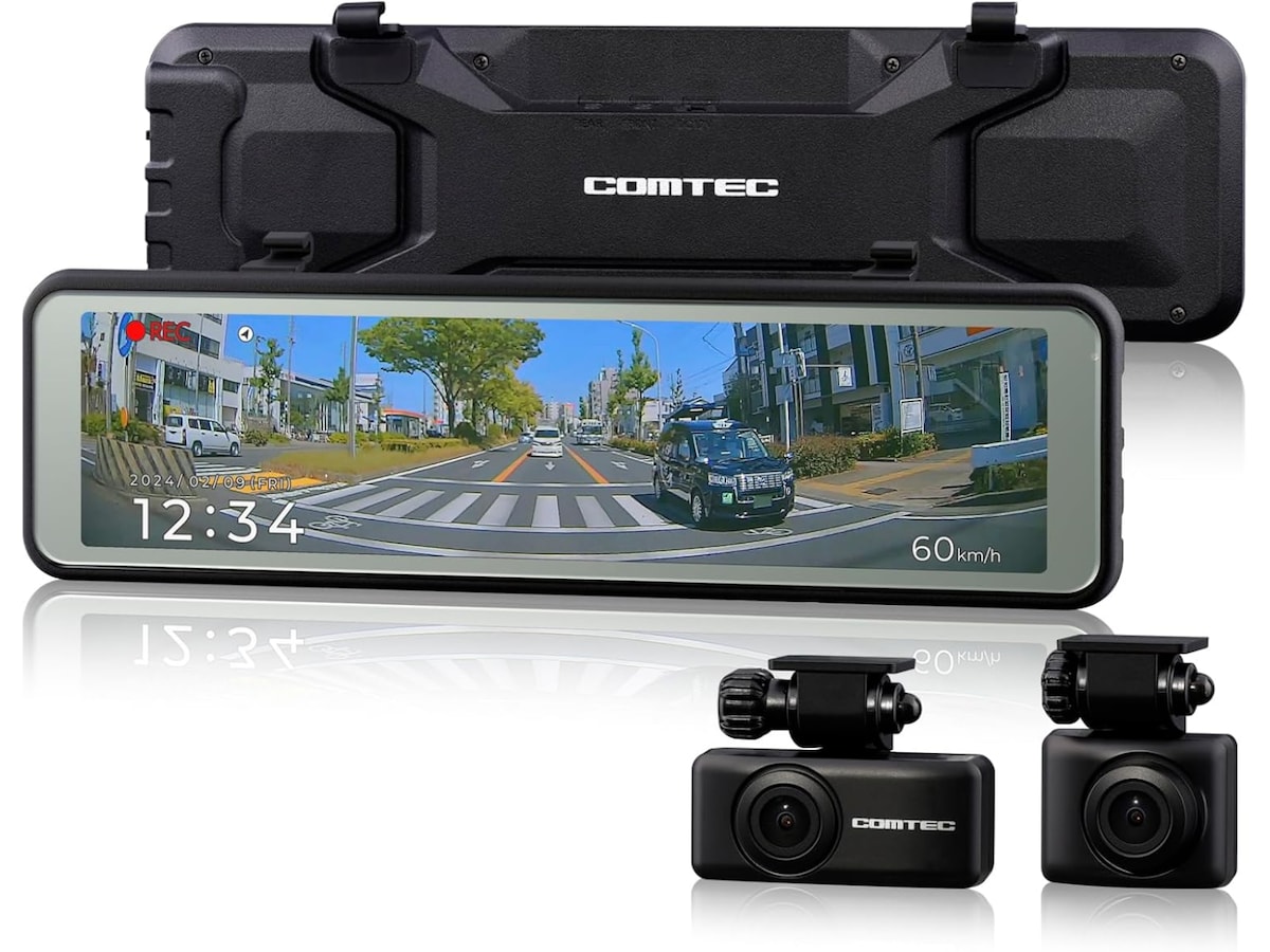 美品コムテック前後ドライブレコーダー一式 コムテック ドライブレコーダー 前後2カメラ ZDR018＋HDROP-14