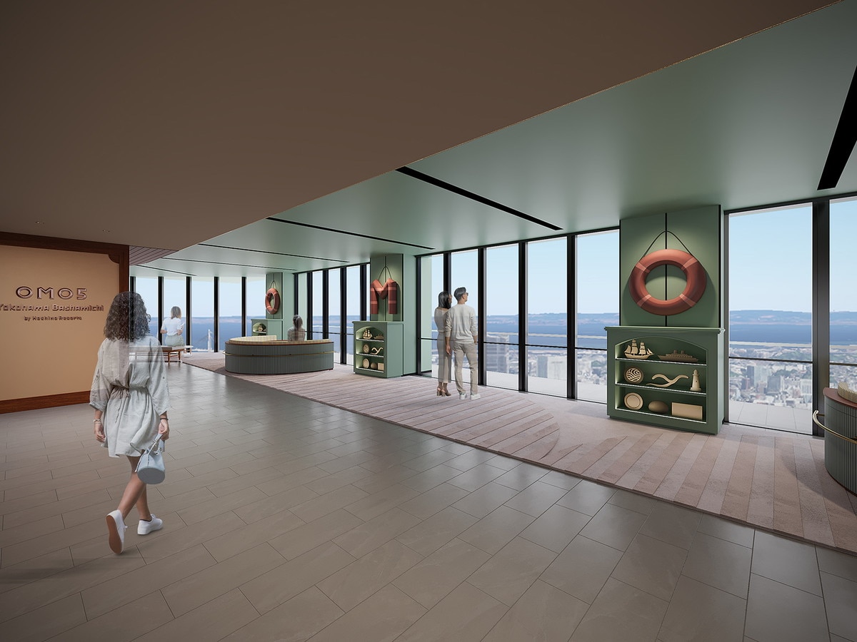 パブリックスペース「OMOベース」は空の航海へと誘う、船首をモチーフにした開放的な空間