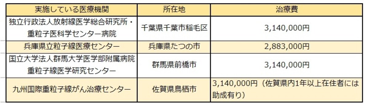 重粒子線治療の費用