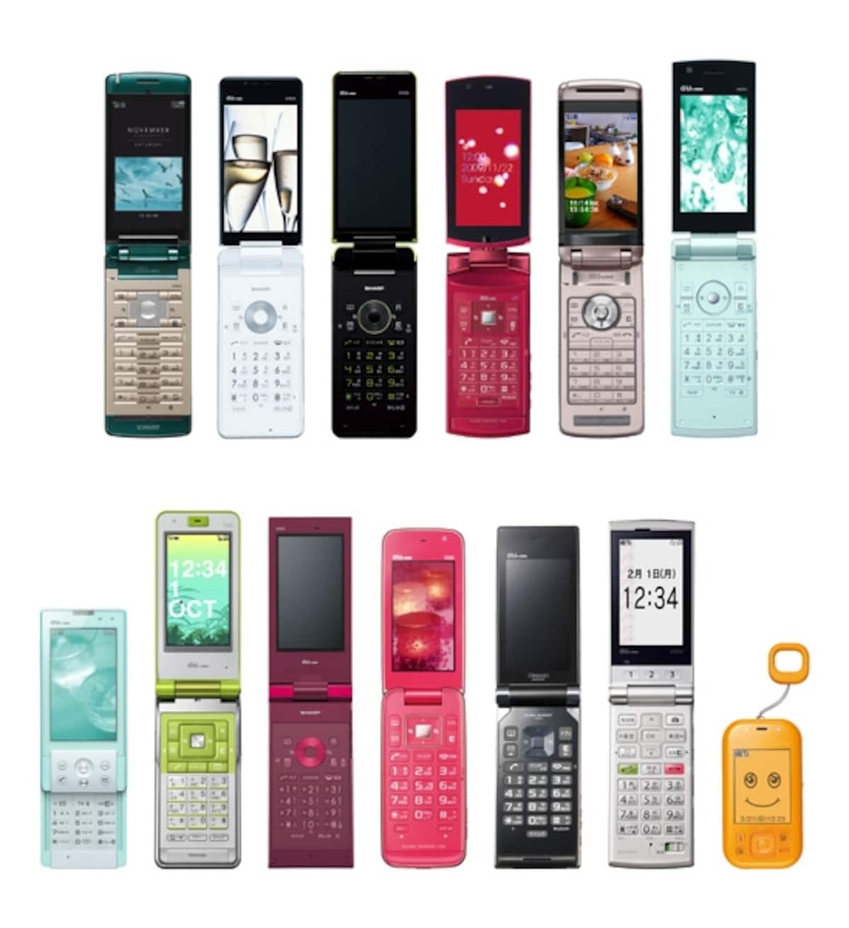 auの2009年秋冬から2010年春商戦モデル（画像クリックで拡大）