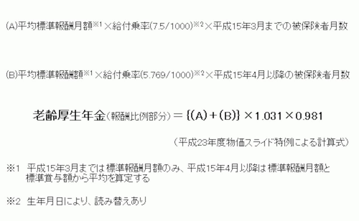 老齢厚生年金計算式