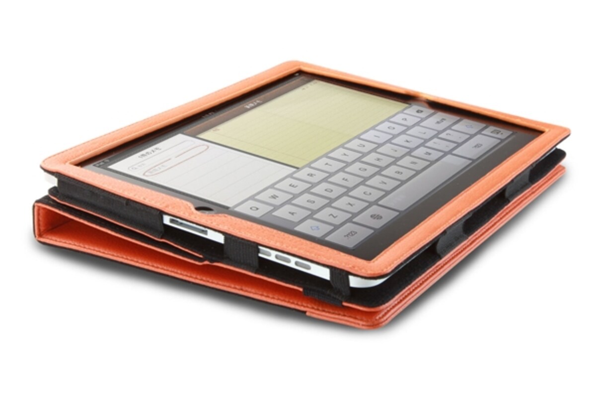 フォーカルポイントコンピュータの「TUNEFOLIO for iPad」。オレンジの他に、ホワイト、ブラックがある