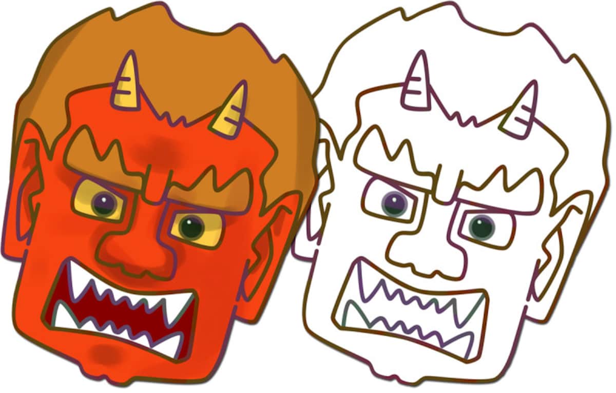 鬼のお面ダウンロード・節分鬼の面イラスト　ほらぱれっと