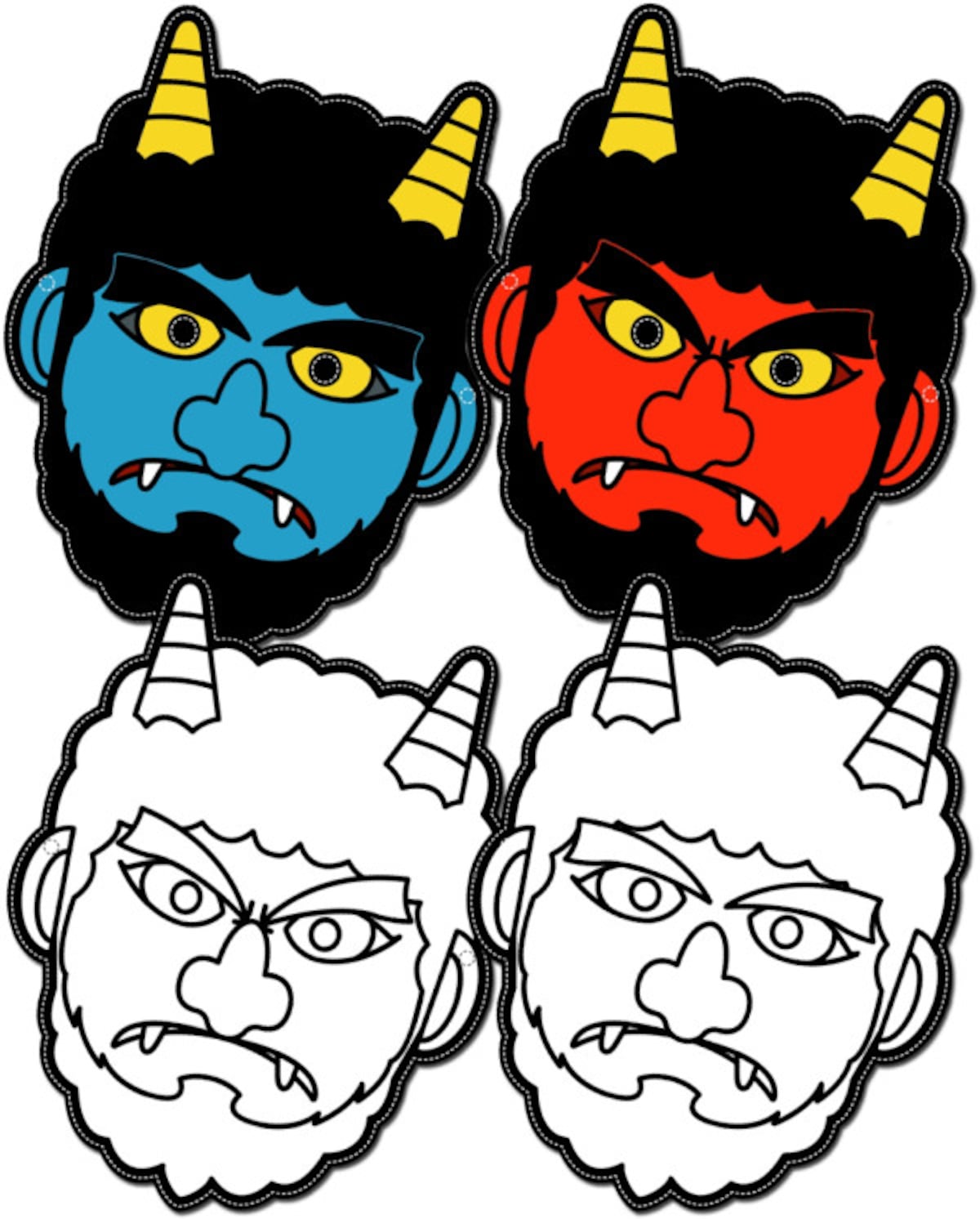鬼のお面ダウンロード・節分鬼の面イラスト　天和堂