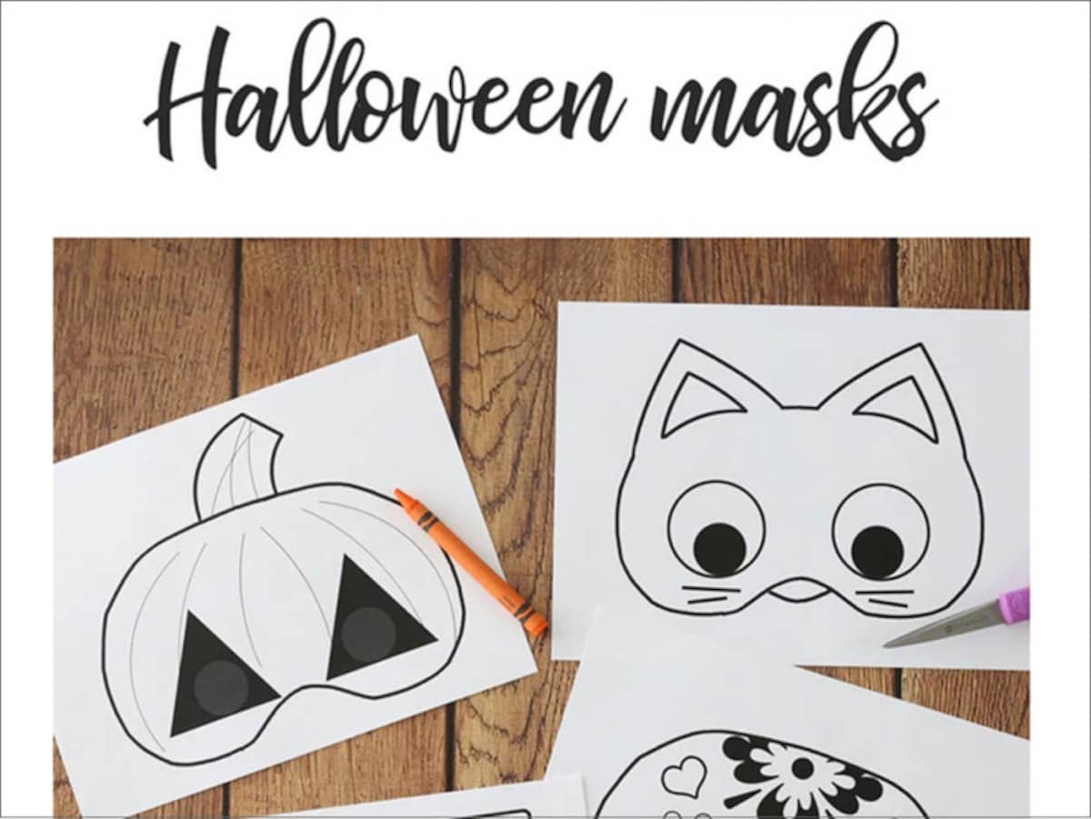 ハロウィンのお面無料ダウンロード 　It's Always Autumn Halloween Masks to Print and Color