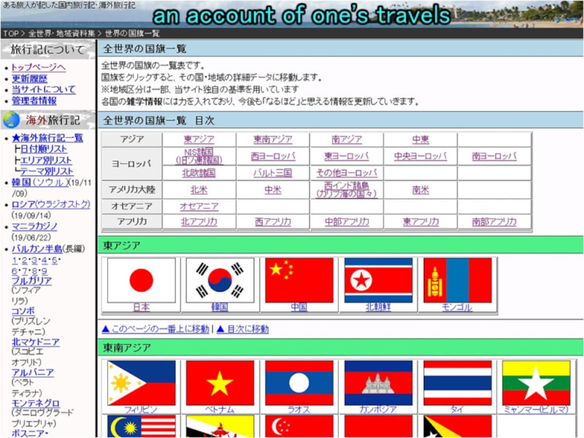 an account of one's travels 全世界の国旗一覧