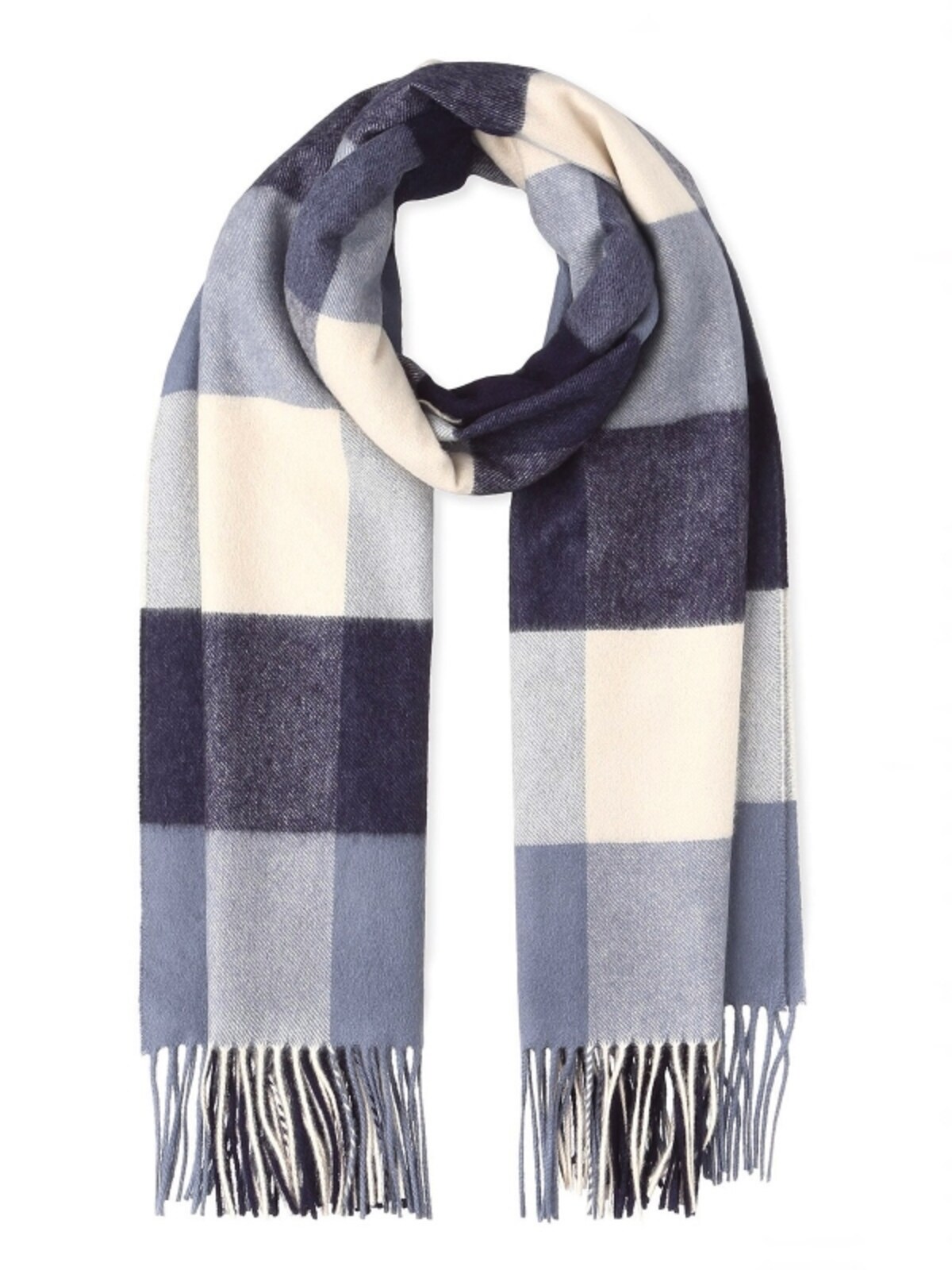 (ジョンストンズ)JOHNSTONS【公式】 カシミヤストール　Blue/Navy/Cream Check