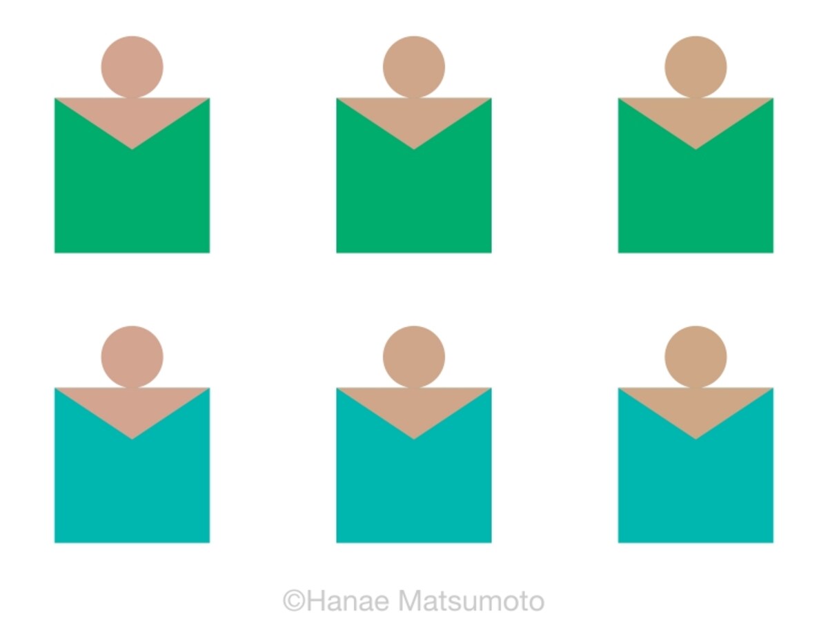 上段は緑（エメラルド）、下段は青緑（ターコイズ） 肌色は、左側はピンク系、中央はナチュラル系、右側はオークル系