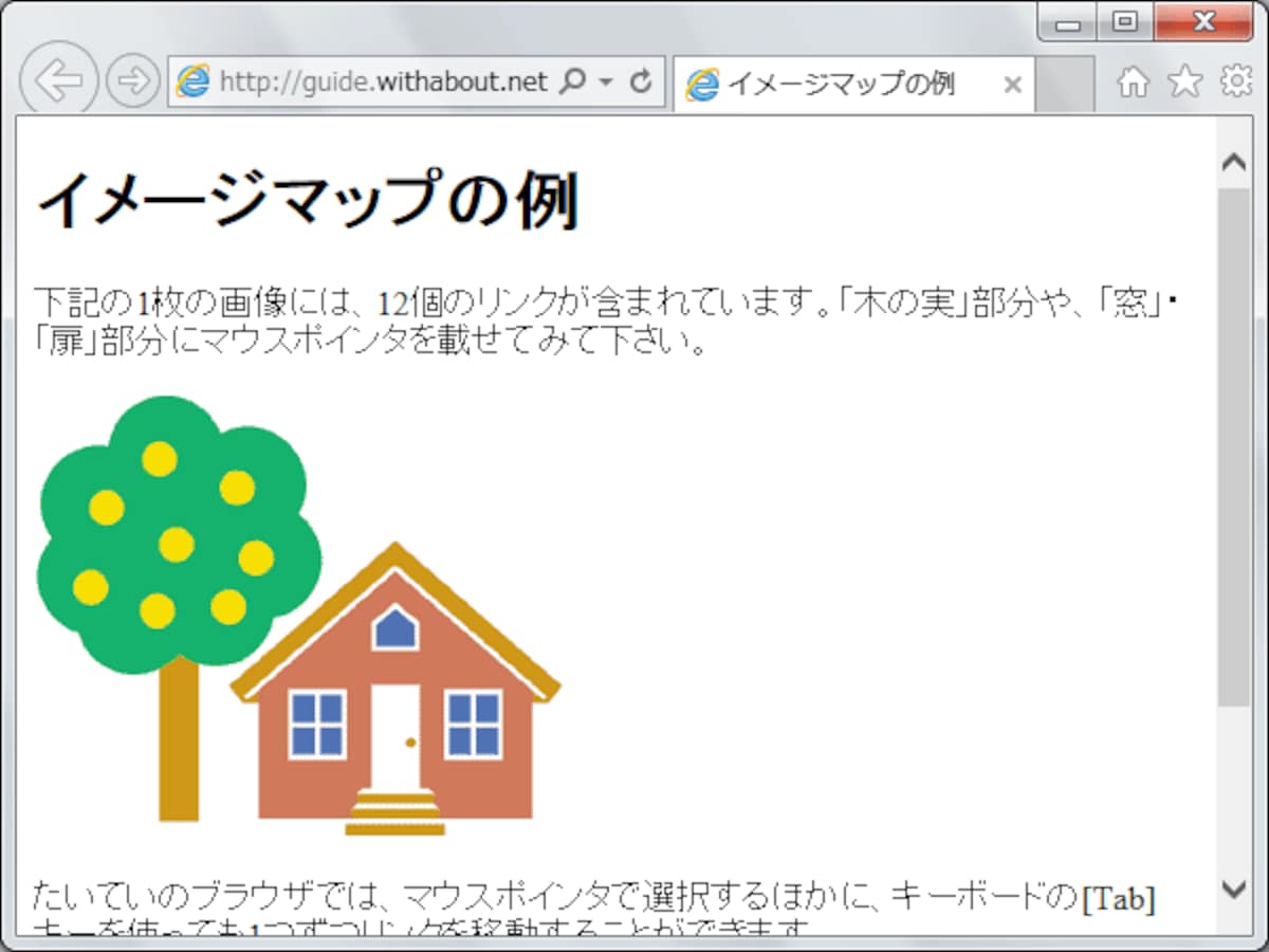 イメージマップを使ったサンプルページ