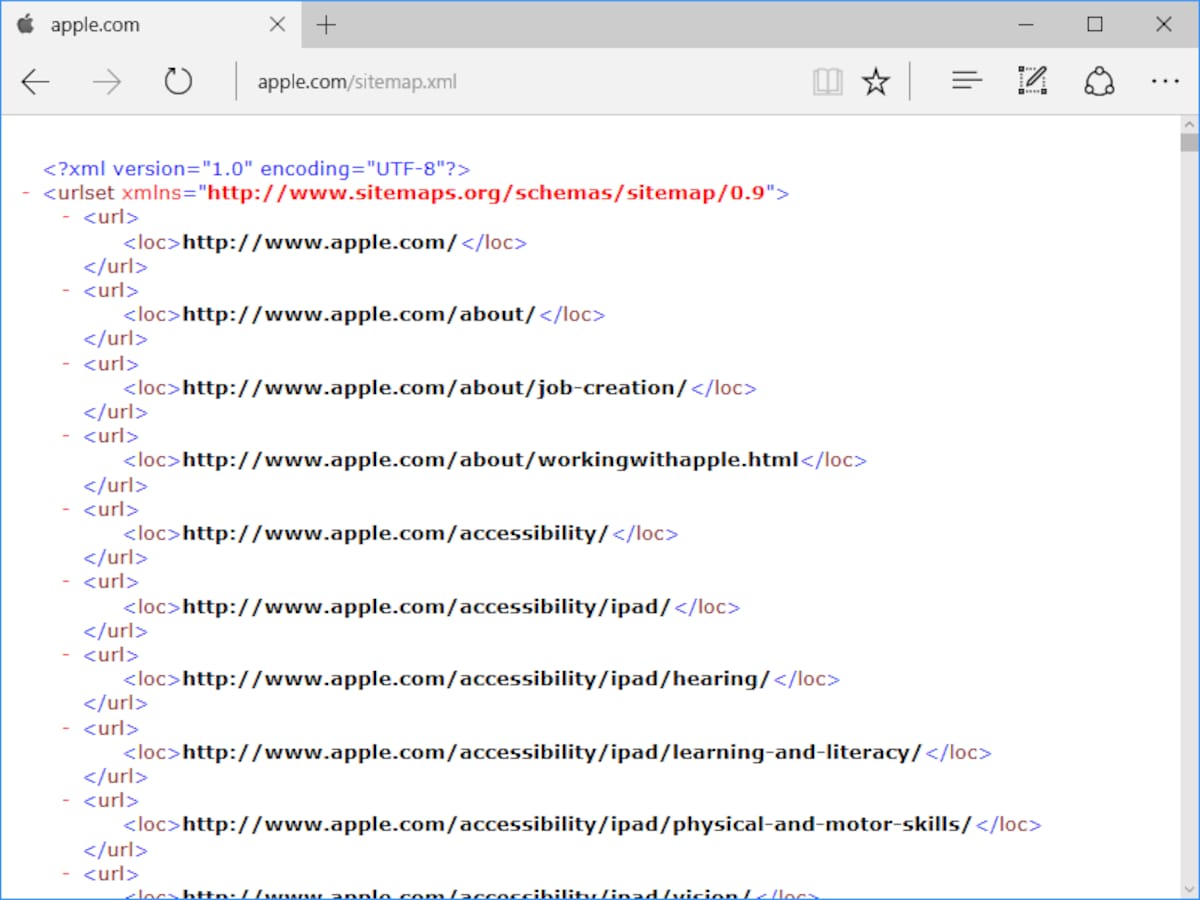 AppleのXMLサイトマップ