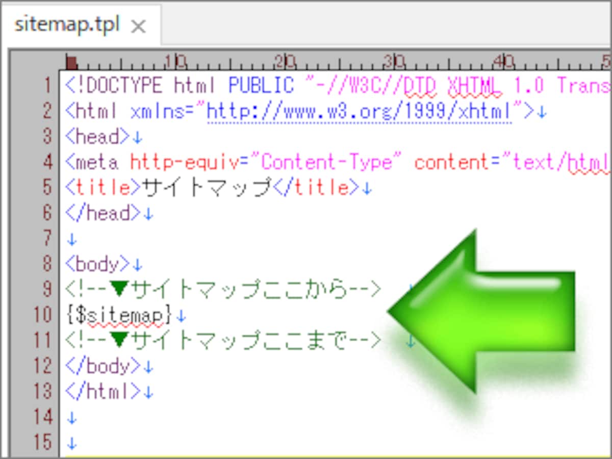 サイトマップページ生成用のテンプレートファイル