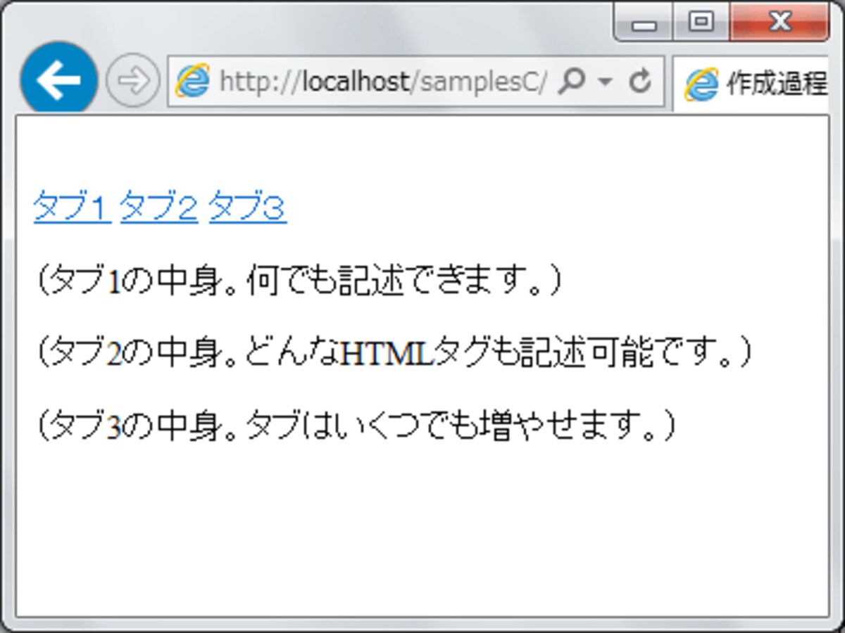先のHTMLソースをブラウザで表示させたところ
