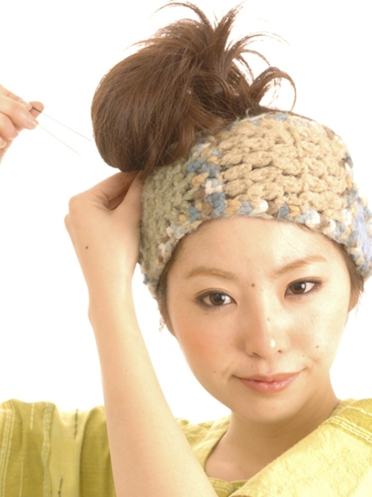毛先が前から見えないと　おだんごヘアに。