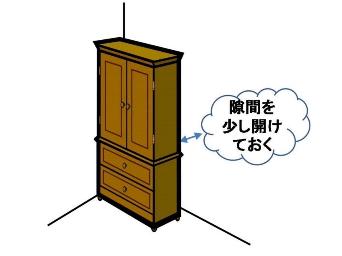 タンスと壁の間には少し隙間をあけ、風が通るようにしましょう