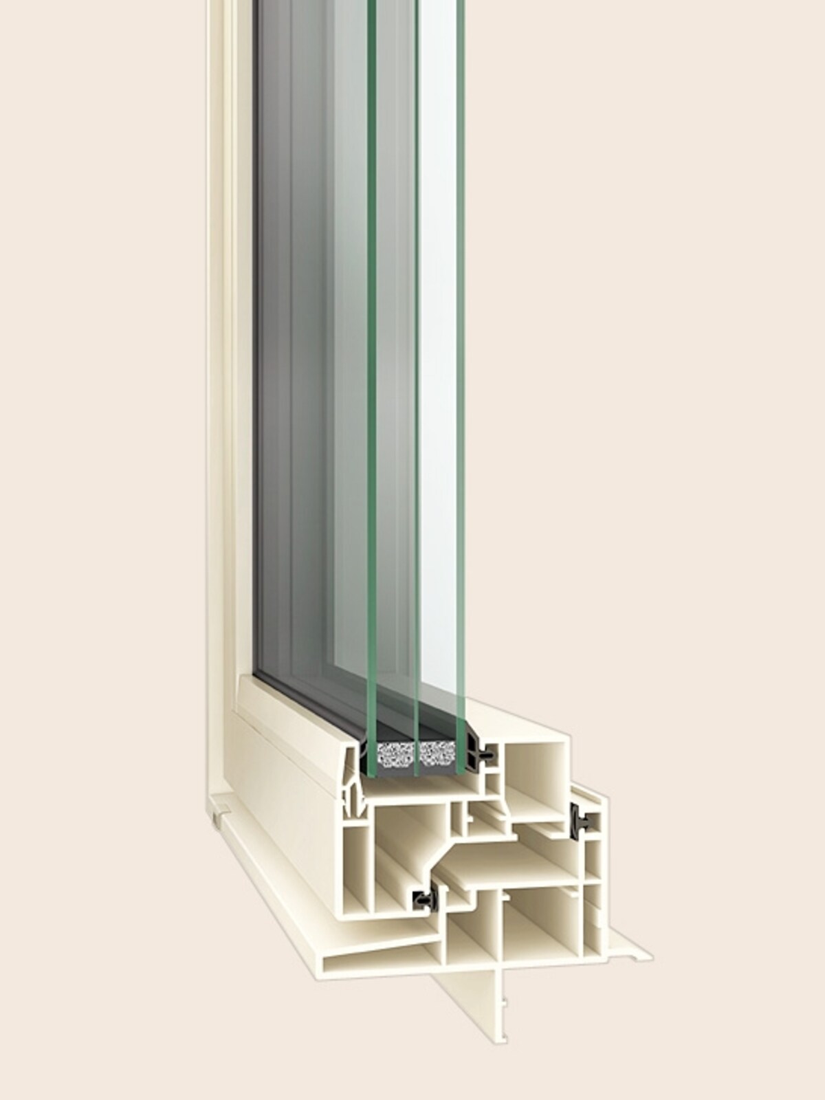 中空層を設けたフレーム構造によって、熱を伝えにくくする。[エルスターＸ（説明）　断面画像] 　LIXIL 　http://www.lixil.co.jp/