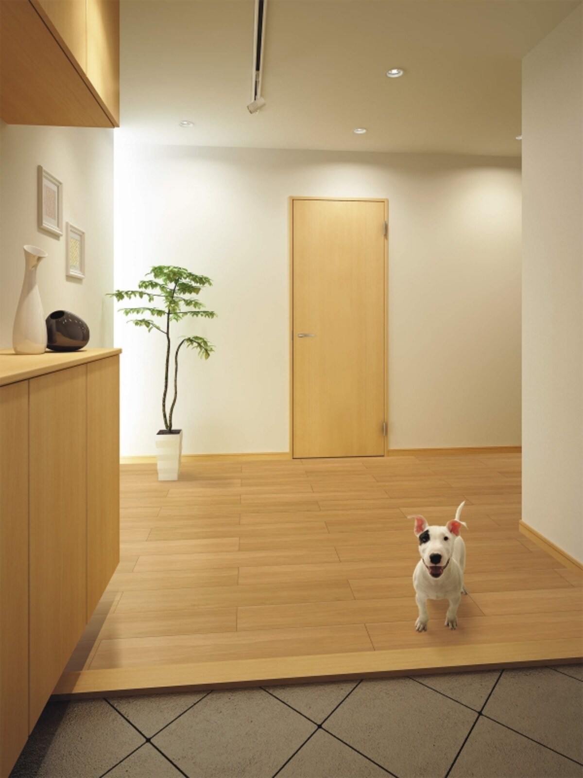 愛犬の歩きやすさに配慮したマンション用防音床材。引っかき傷や汚れにも強くお手入れも簡単。［マンション用直張防音床材 ワンラブオトユカ3　SF45]