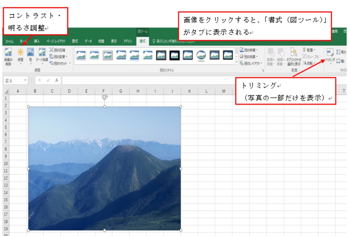 Excel2016での操作画面