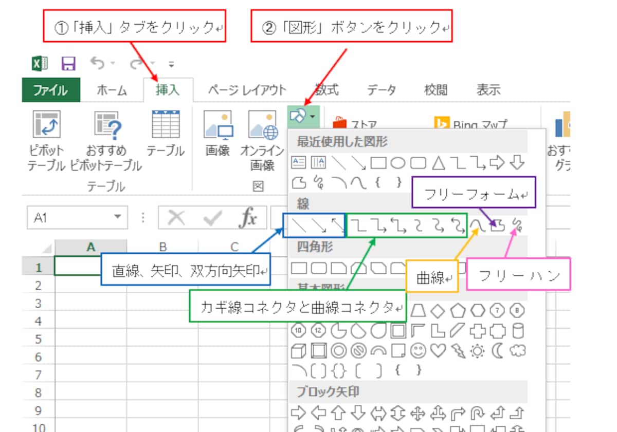 Excel2016での操作画面