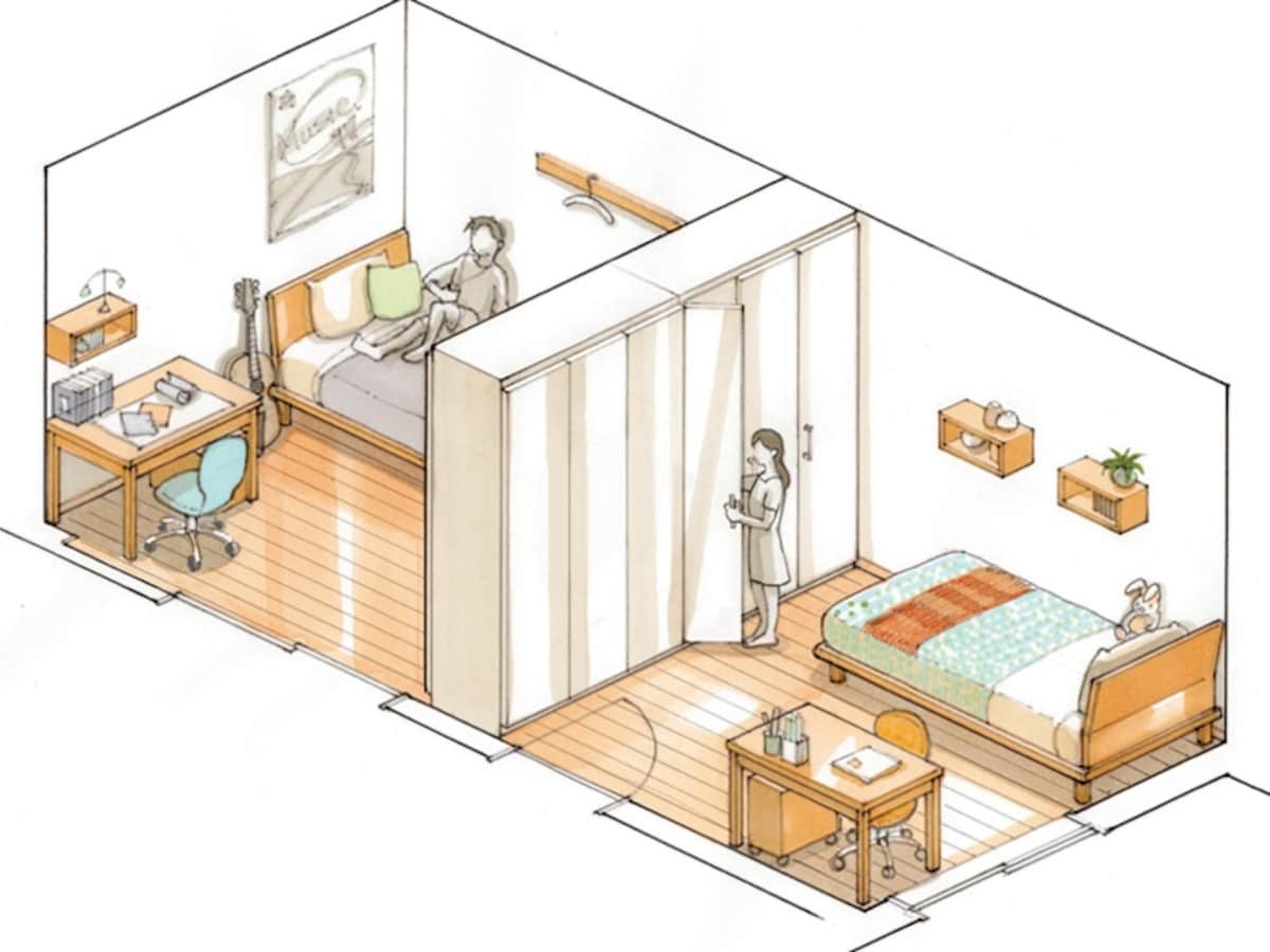 可動間仕切り収納、子供部屋