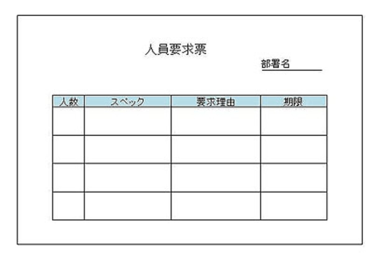 人員要求票（見本）