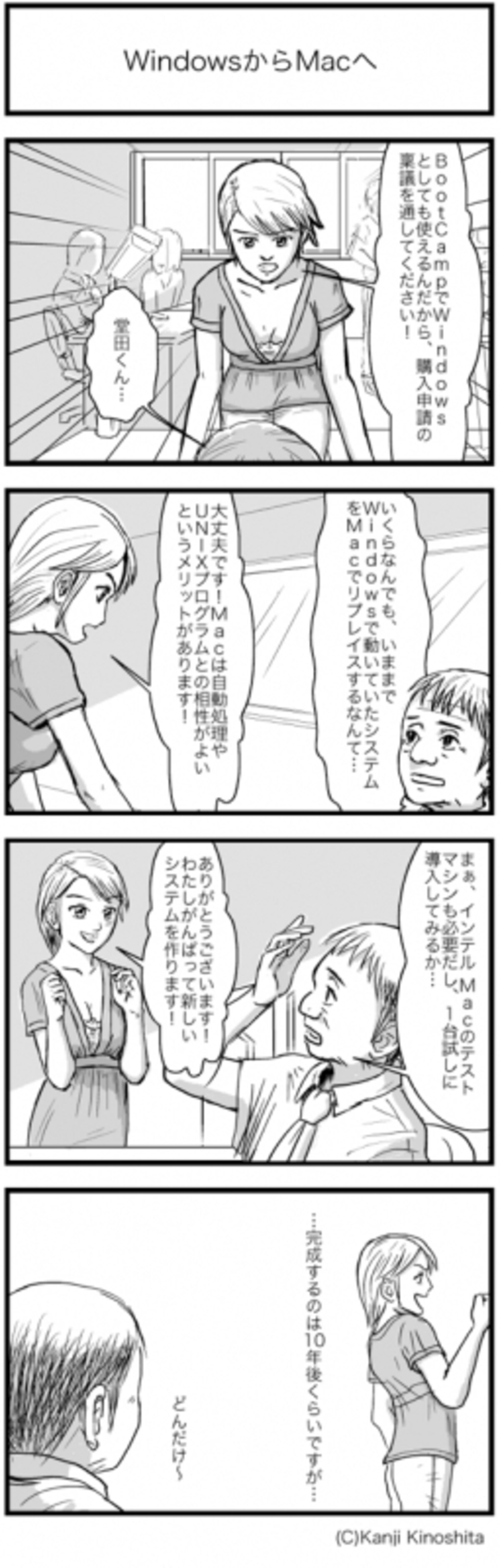 どうしてもMacを会社に導入したい！マコちゃんは部長を説得することにしました