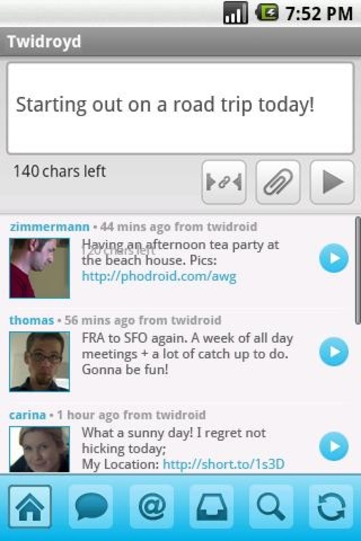 多機能で消費メモリも少ないtwidroid for twitter