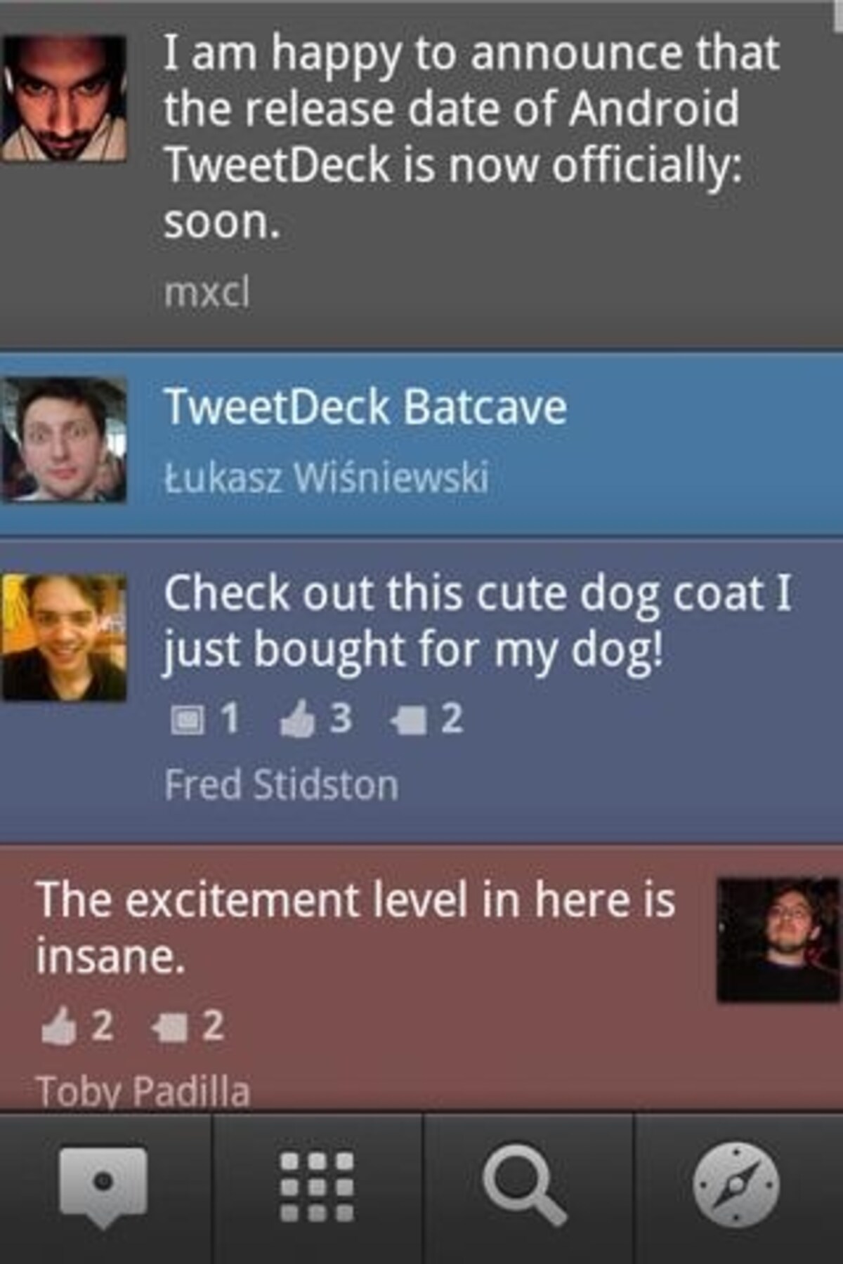 スライドで画面切り替えできるTweetDeck