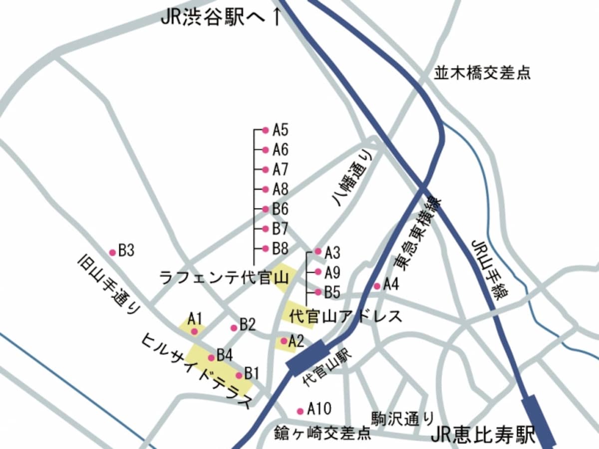 代官山の地図