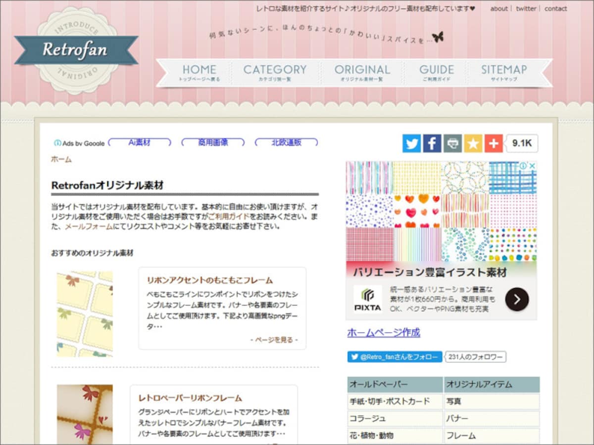 スクラップブッキング 素材・アルバム素材無料　Retrofan
