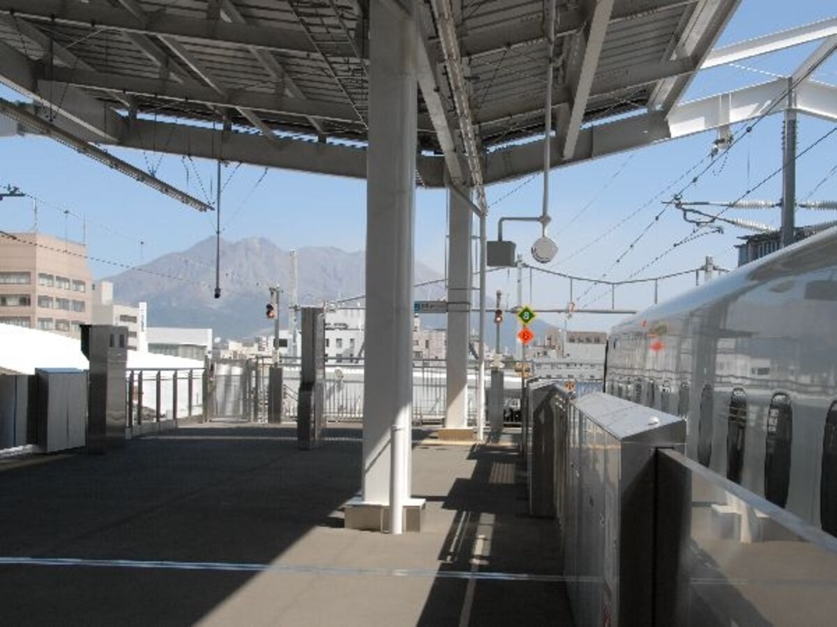 鹿児島中央駅から見える桜島