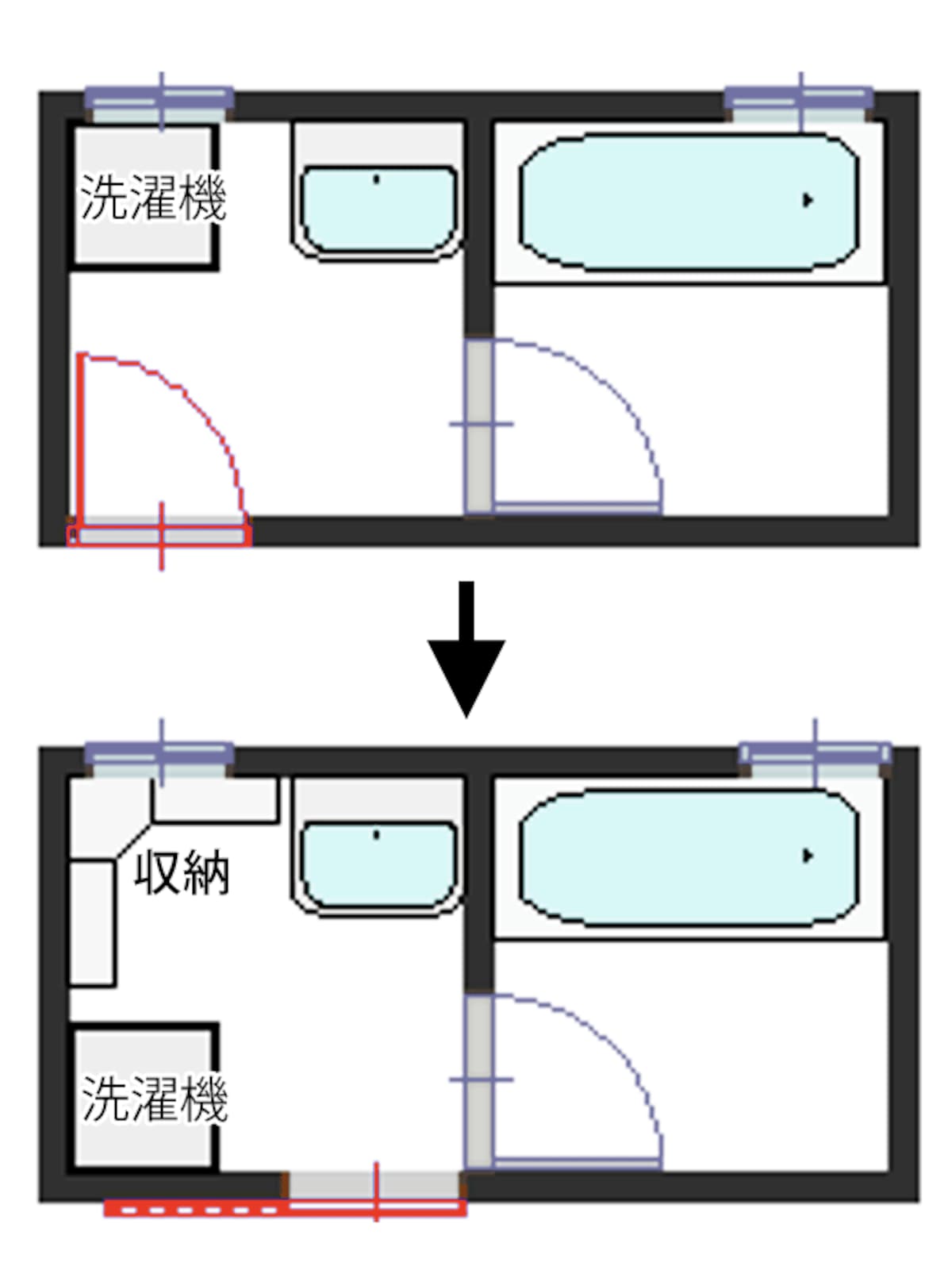 洗面所間取り変更の事例