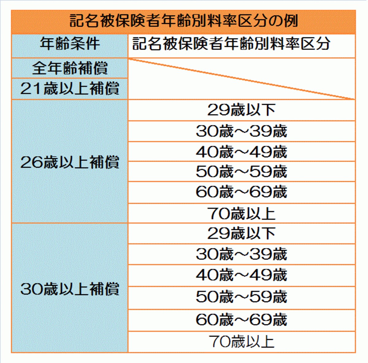 記名被保険者年齢別料率の概要