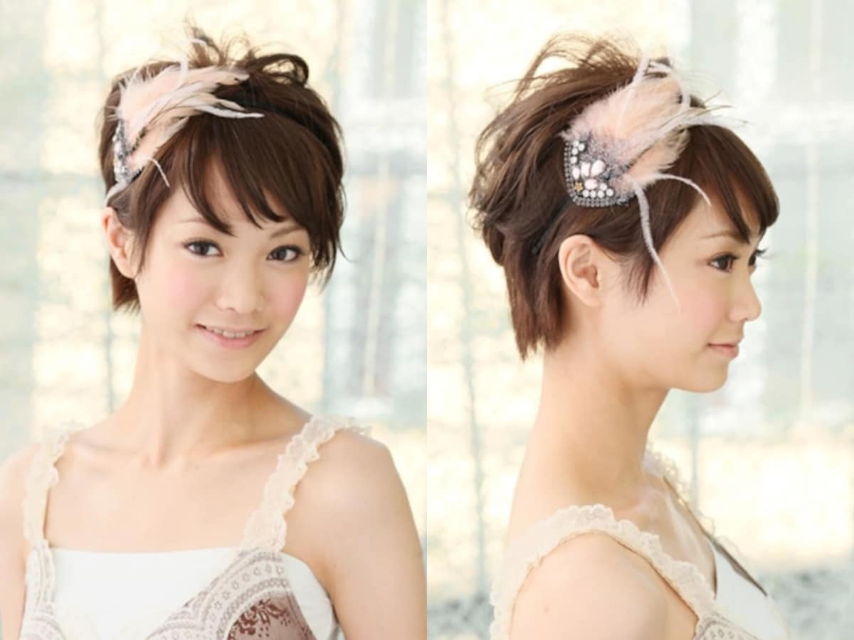 ショートヘアのカチューシャアレンジは結婚式にも！