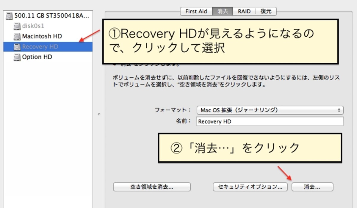 不可視ディスクの初期化