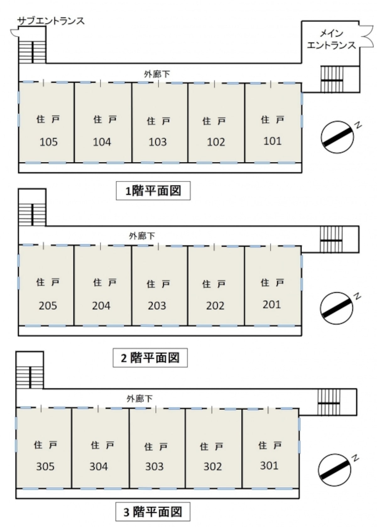 【図3】1～3階平面図。すべて同じ間取りの場合、何階が有利なの？