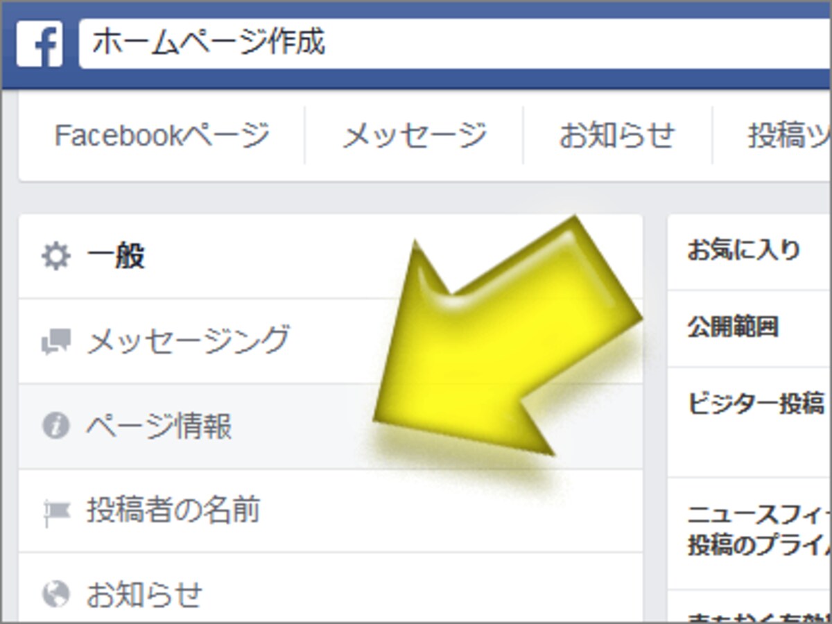 左端メニューから「ページ情報」をクリック