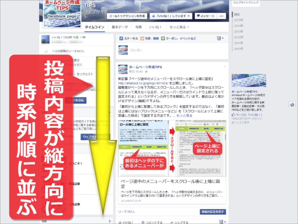 投稿が時系列に並ぶ「タイムライン」