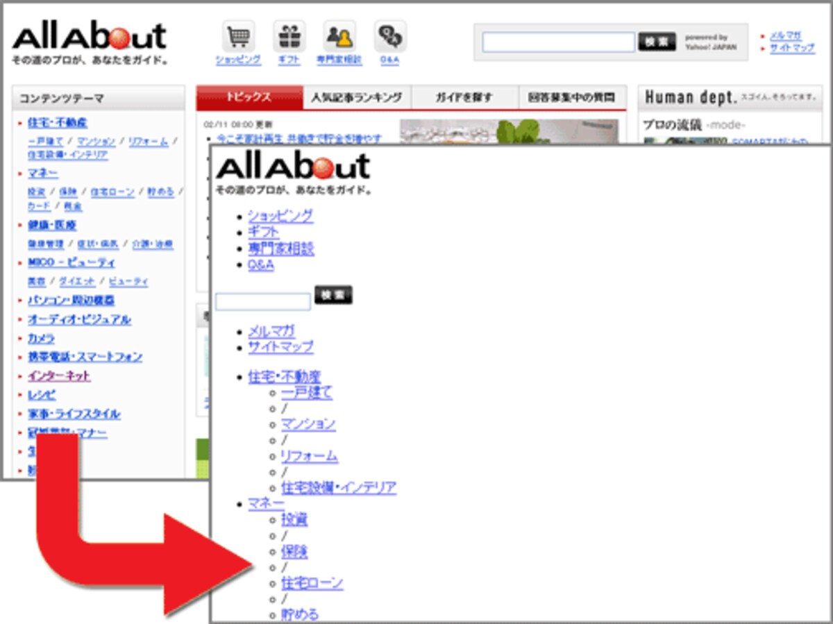 CSSを無効にして表示確認