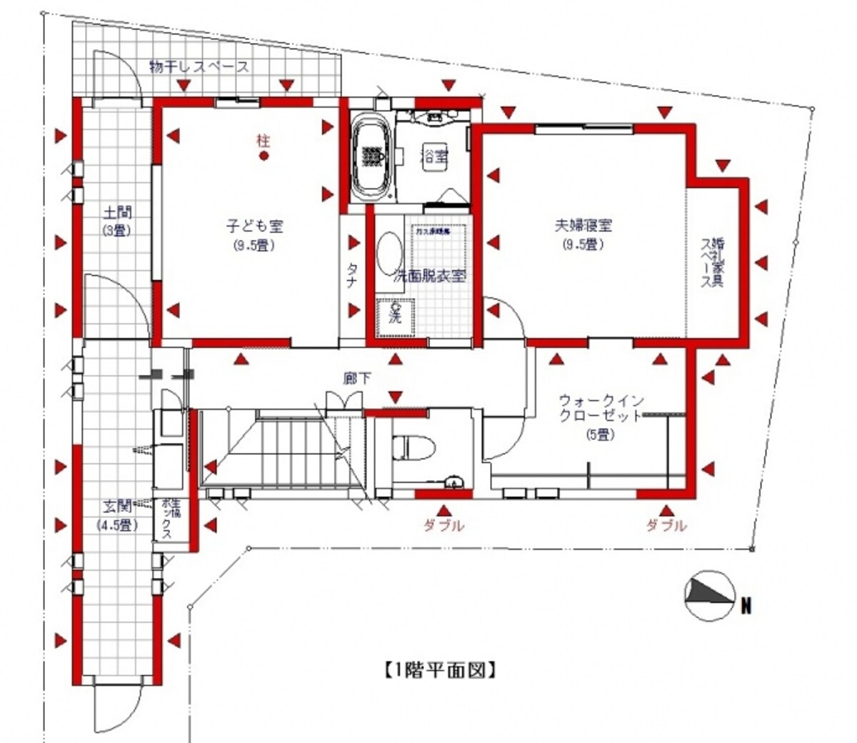 Ｍ邸の筋かいの位置(1F)