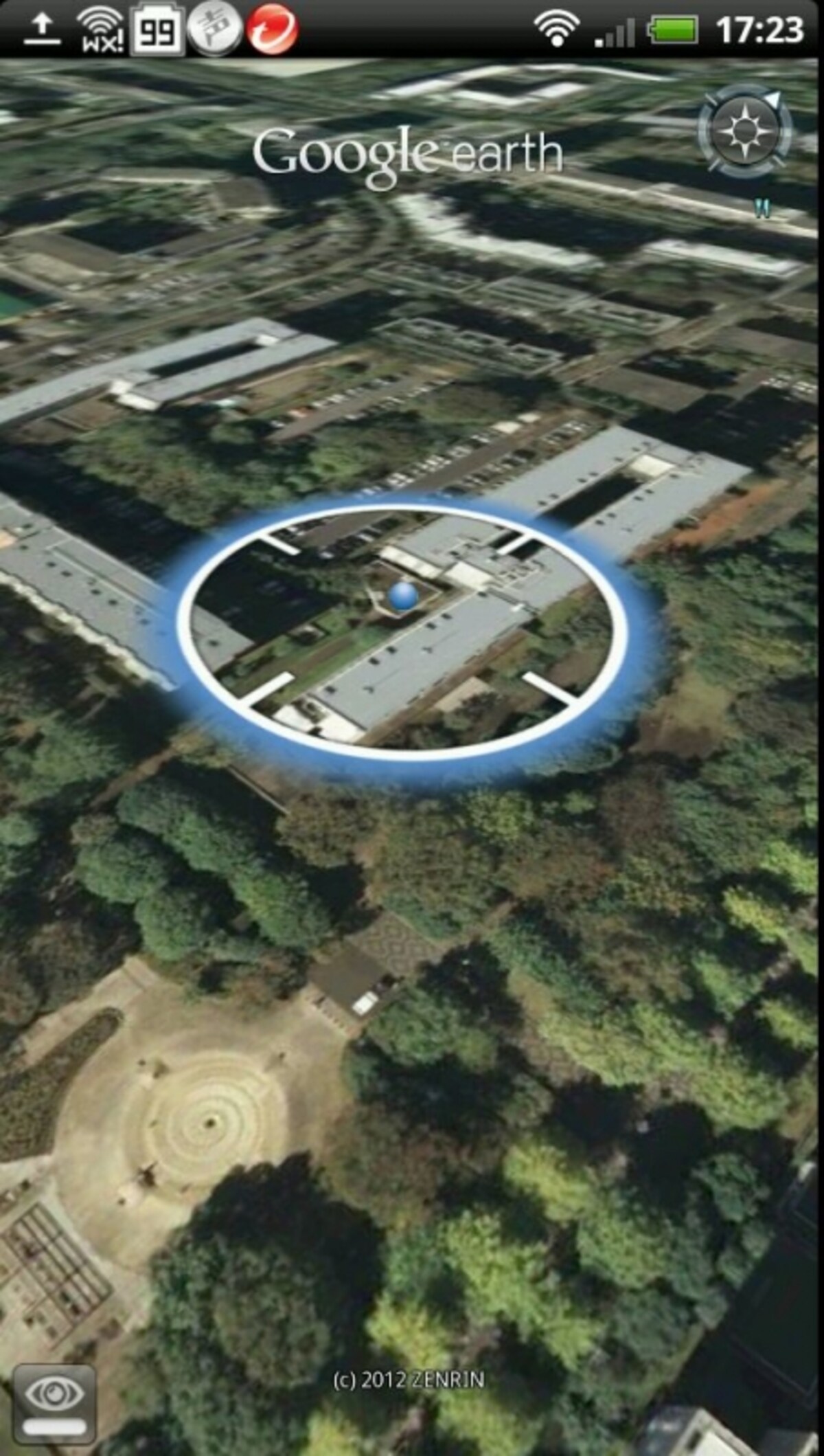2本指で円になぞってGoogleEarthを回転させてみる